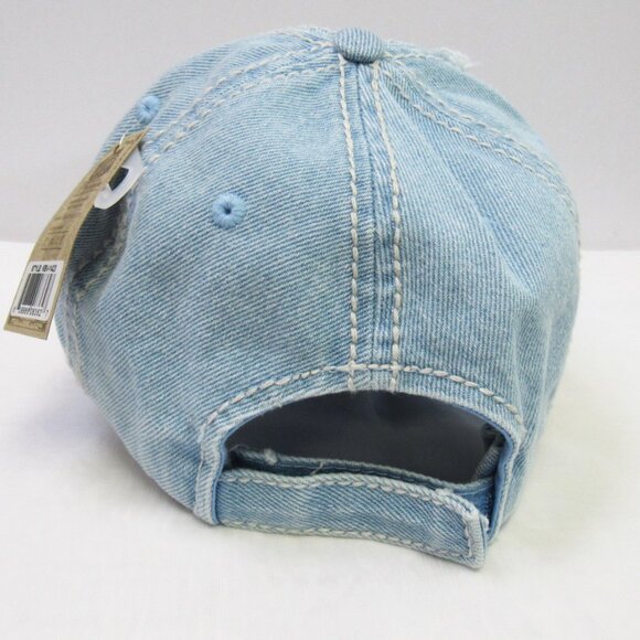 Women's Be Kind Blue Denim Vintage Distressed Baseball Hat Cap NEW - Picture 4 of 4